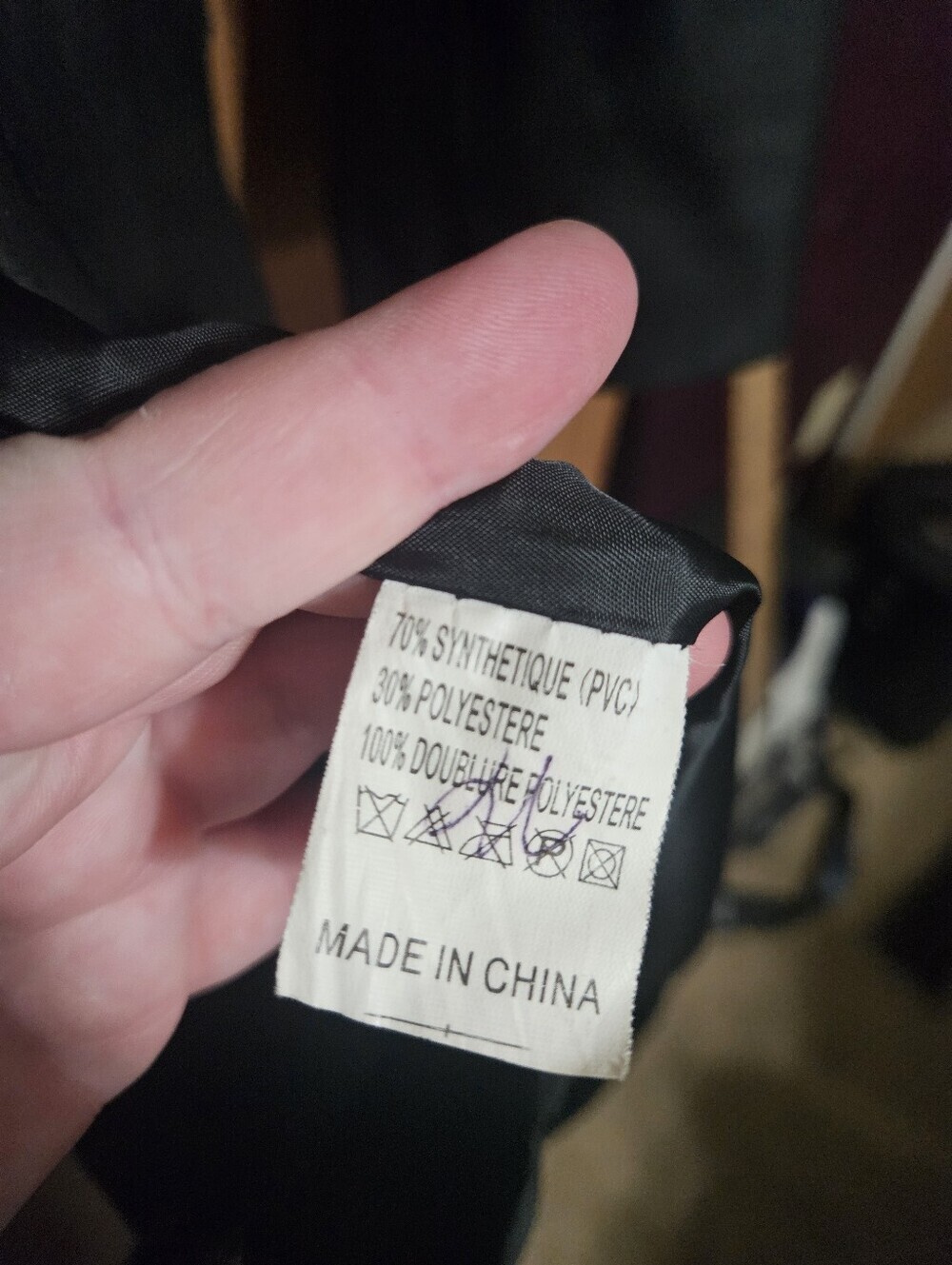 Mia-collection Paris Pvc Black Faux Leather Trenchcoat Size 44 (DAMAGE SHOWN) - Picture 6 of 6